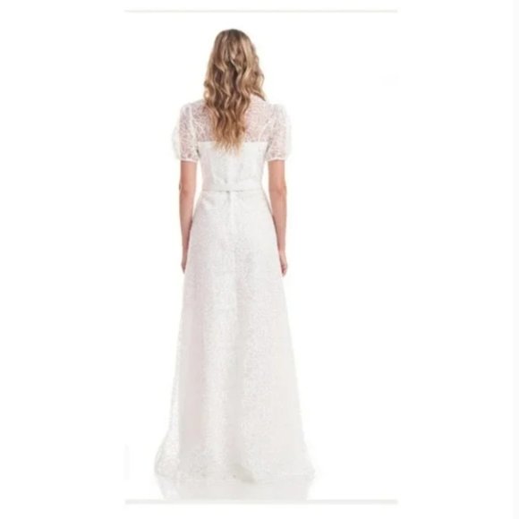 Kay Unger Wynonna Illusion Lace White Gown - Wedding/Reception Dress - Size 8 - Picture 6 of 10